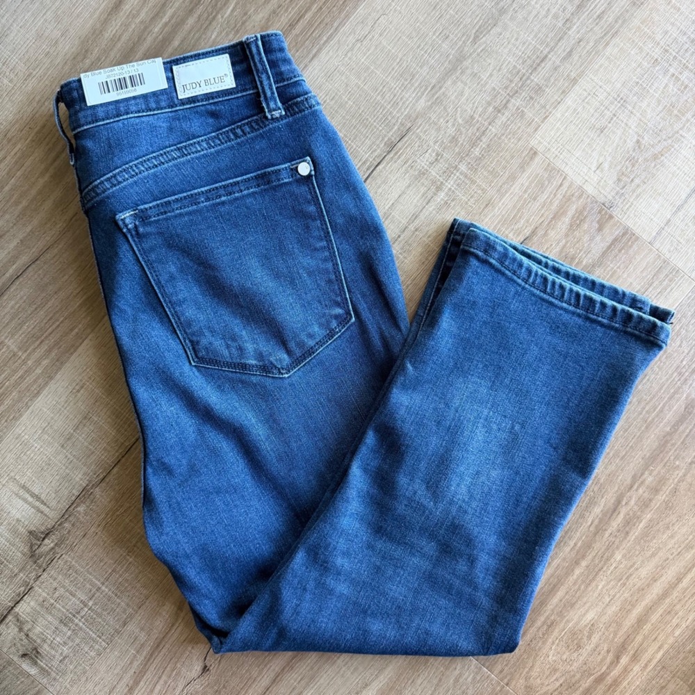 Judy Blue Soak Up The Sun MidRise SkinnyFit Capri Jeans DarkWash JB72120DK 13/31